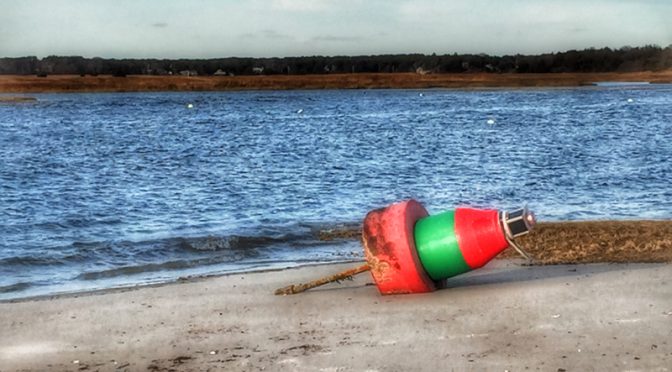 Large Marker Buoy Washed Up On Shore On Cape Cod Bay