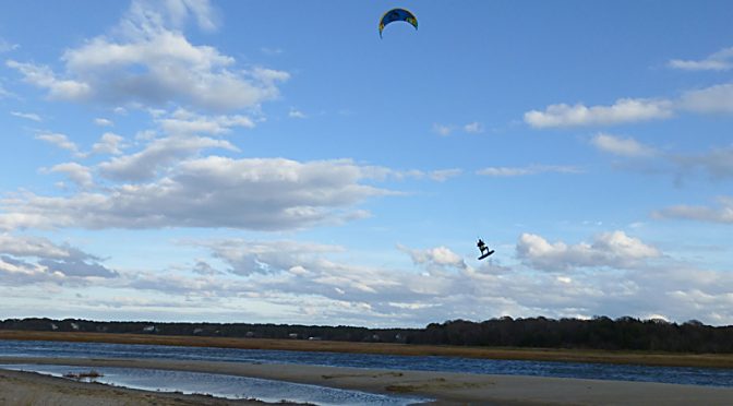 Kite Surfing At First Encounter Beach On Cape Cod.