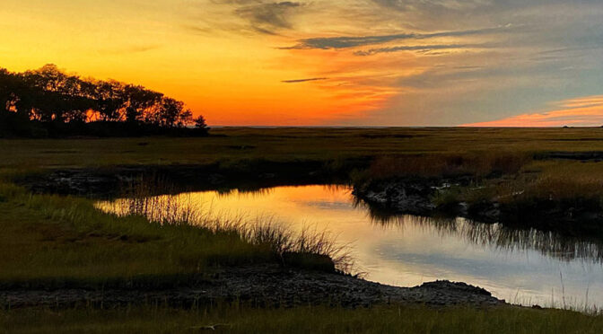 Beautiful Salt Marsh Sunset On Cape Cod.
