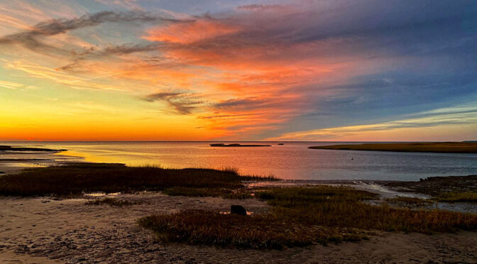 Soft, Pastel Sunset Over Cape Cod Bay.