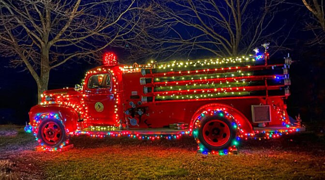 Old Eastham Fire Engine Is Aglow With Holiday Lights On Cape Cod!