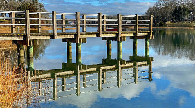 Beautiful River Dock Reflection In Orleans On Cape Cod!