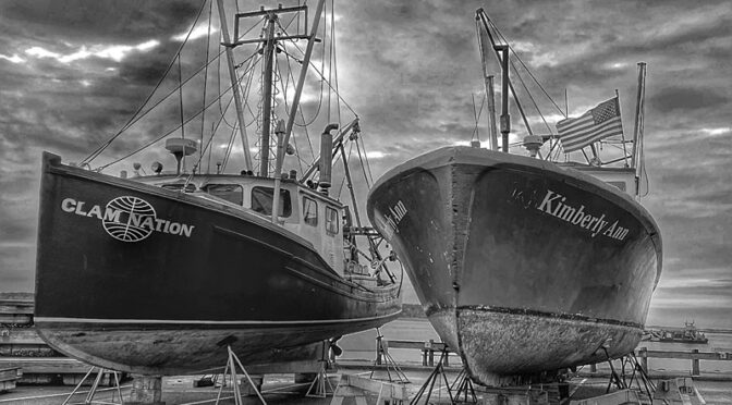 Stunning Black And White Photograph At Wellfleet Harbor On Cape Cod.