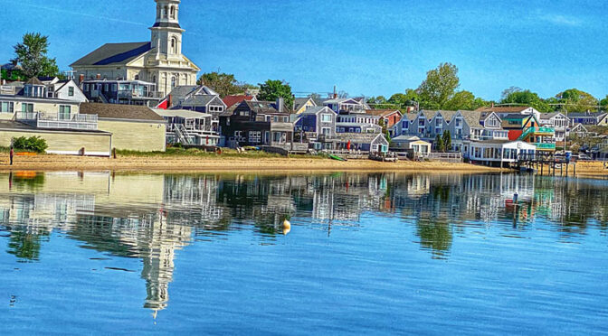 Beautiful Library Reflection At Provincetown Harbor On Cape Cod.