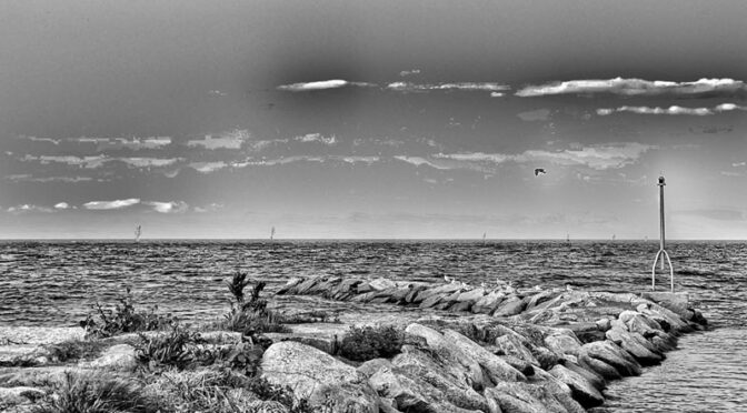 Rock Harbor On Cape Cod In Black And White.