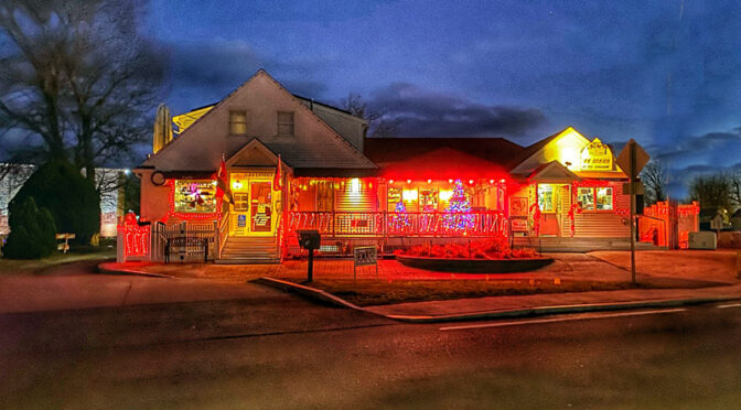 Beautiful Holiday Lights At The Hot Chocolate Sparrow On Cape Cod.