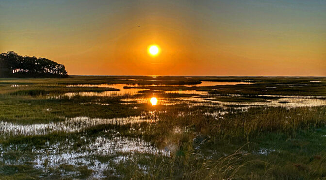 Gorgeous Sunset Over The Salt Marsh On Cape Cod.