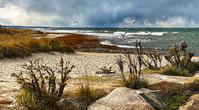 A Storm Is Brewing At Rock Harbor On Cape Cod.